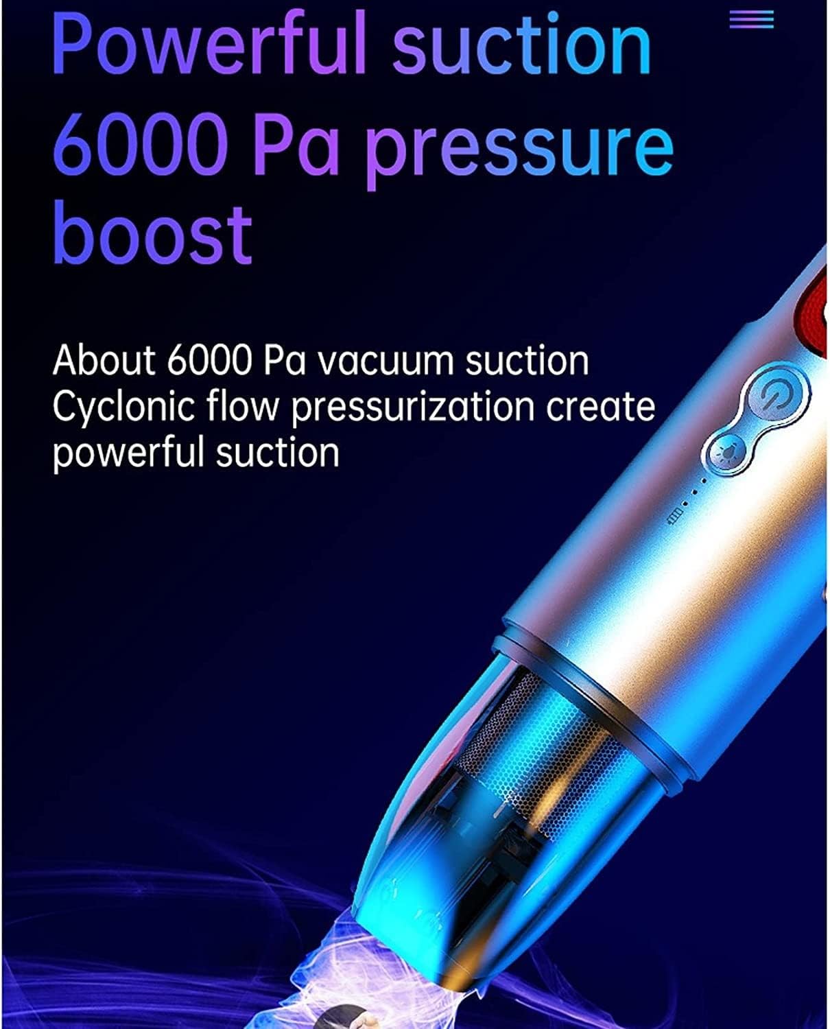 Car Vacuum Cleaner, 6000PA Handheld Vacuum Cordless Car Vacuum, Portable Cordless Handheld Vacuums with with LED for Home Car Office