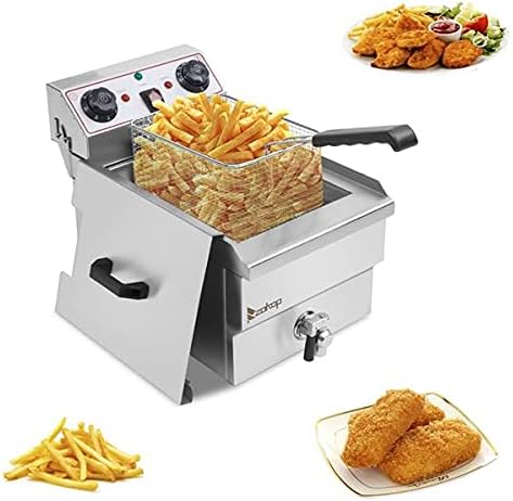 Single Tank Deep Fryer Commercial Electric Stainless Steel Countertop Fryer 1700W Total Capacity 12.5QT/11.8L for Restaurant Home Kitchen with Temperature Control & Large Handle