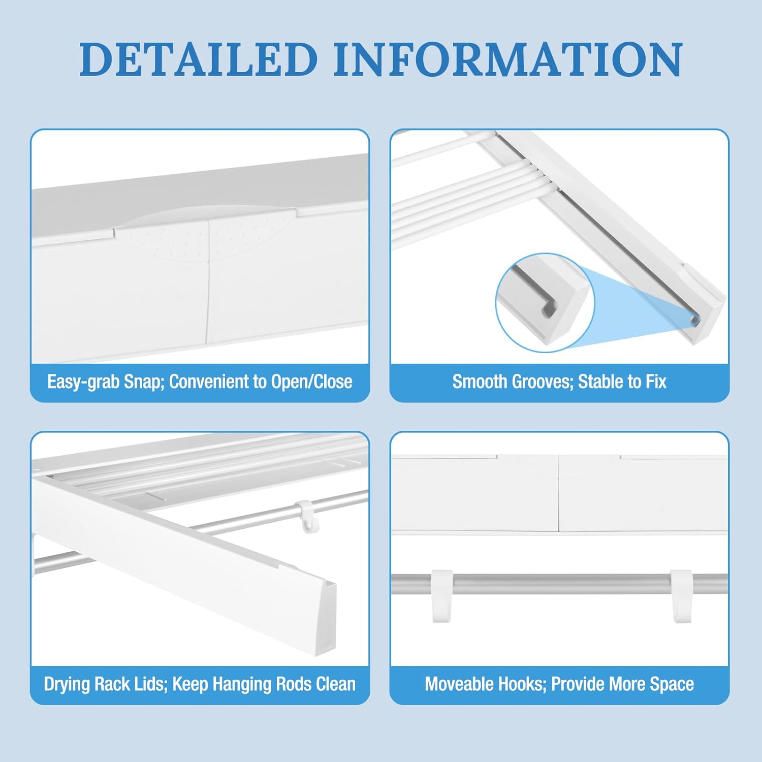 Ringmaster Laundry Drying Rack Collapsible Wall Mounted Hanger Retractable Clothes Drying Rack Dryer Hanger Rack,7 Hanging Rods,Load 4.4 lbs/Rod (White)