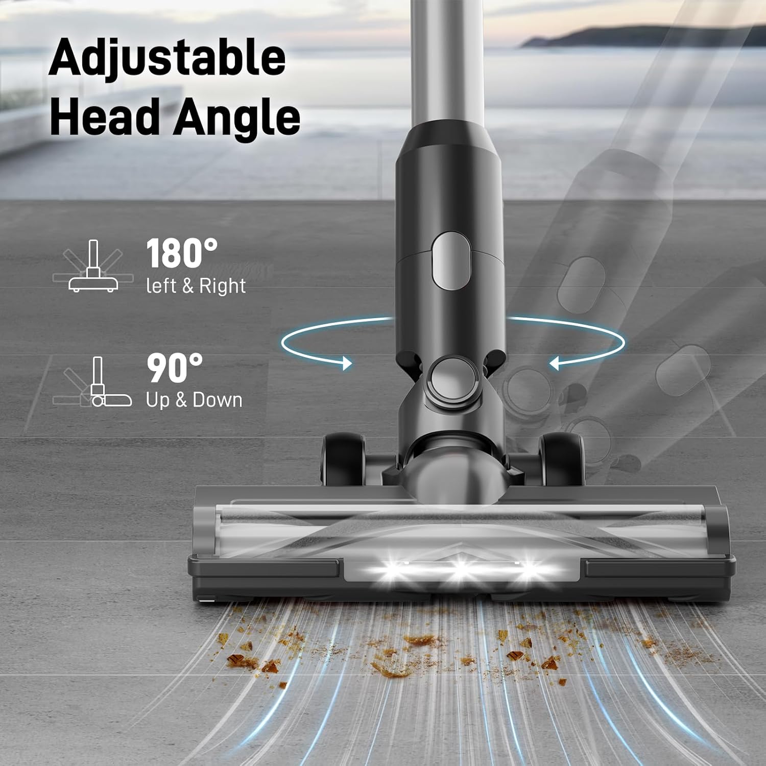 KIKETECH Cordless Vacuum Cleaner, Powerful Stick Vacuum with 45Mins Runtime, 8 in 1 Vacuum Cleaners,1.5 L Dust Cup, Rechargeable Vacuum Pet for Hair, Carpet, Hardfloor,Blue