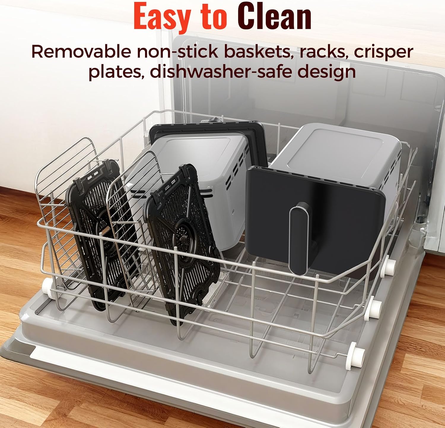 11.6QT Dual Basket Air Fryer Oven, Vertical 2-Basket Design, 6-in-1 Presets Function with Digital Touchscreen, Sync & Match, Easy to Clean, Dishwasher Safe, Family Meals