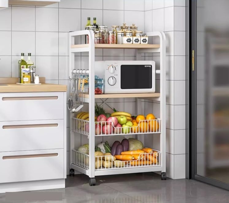 Microwave Stand Microwave Oven Rack Microwave Stand Kitchen Baker Rack Utility Storage Shelf Microwave Stand Industrial Microwave Oven Stand For Spices Microwave Shelf Microwave Rack (Bianco 4)