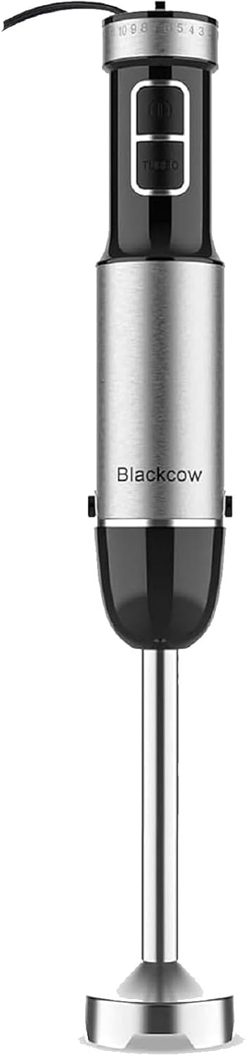 Blackcow Immersion Blender Handheld, 800W Powerful Electric Hand Blender with Titanium Alloy Blades, 12 Speeds & Turbo, Electric Hand Mixer for Smoothies, Soups, Baby Food and Purees