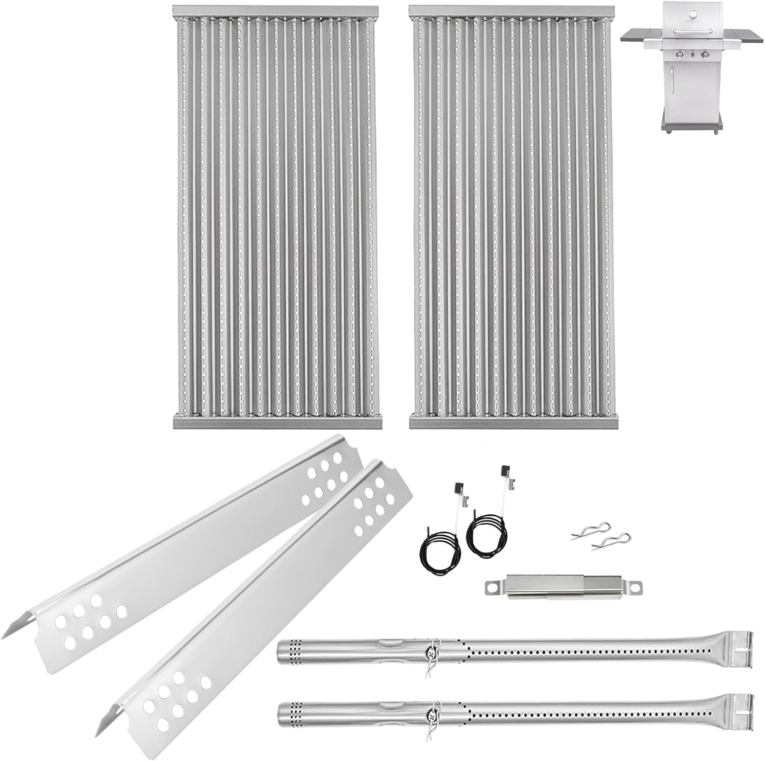 G362-2100-W1 Grill Parts for Charbroil Tru-Infrared 2-Burner 463642316 463644220 463632320 463675016 463245518, Grill Emitter, Heat Plates and Burner Kit for Charbroil Grill Replacement Parts