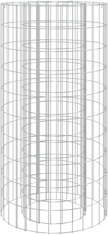 Outdoor Gabion Fire Pit, Galvanized Iron Outdoor Portable Fireplace Living Firebowl for Outside Wood Burning Heavy Duty Charcoal Burner, Ø 19.7