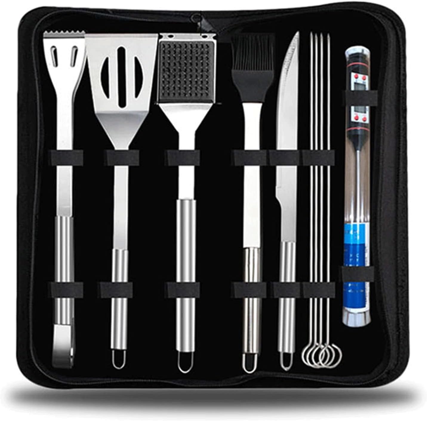 8pcs Grill Accessories BBQ Tools, Stainless Steel Grilling Tools, BBQ Accessories Tool Set with Carrying Bag & Thermometer, for Foodies, Barbecue Fans, Cooks, Camping Lov