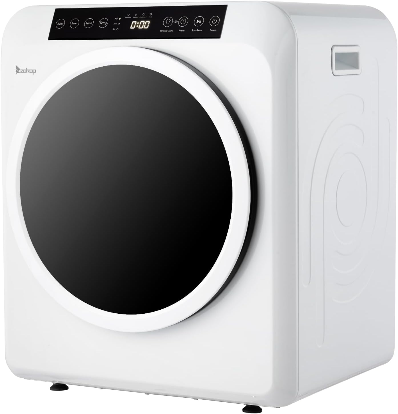 120V Portable Clothes Dryer, High End Laundry Front Load Tumble Dryer Machine with Stainless Steel Tub & Simple Control Knob for Apartment, Dorm-1300W, White