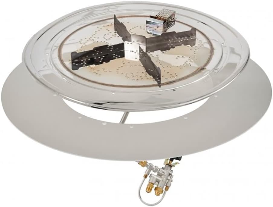 The Outdoor GreatRoom Company Round Stainless Steel Crystal Fire Plus (BP48RD-A), 28-Inch Burner, 48-Inch Plate