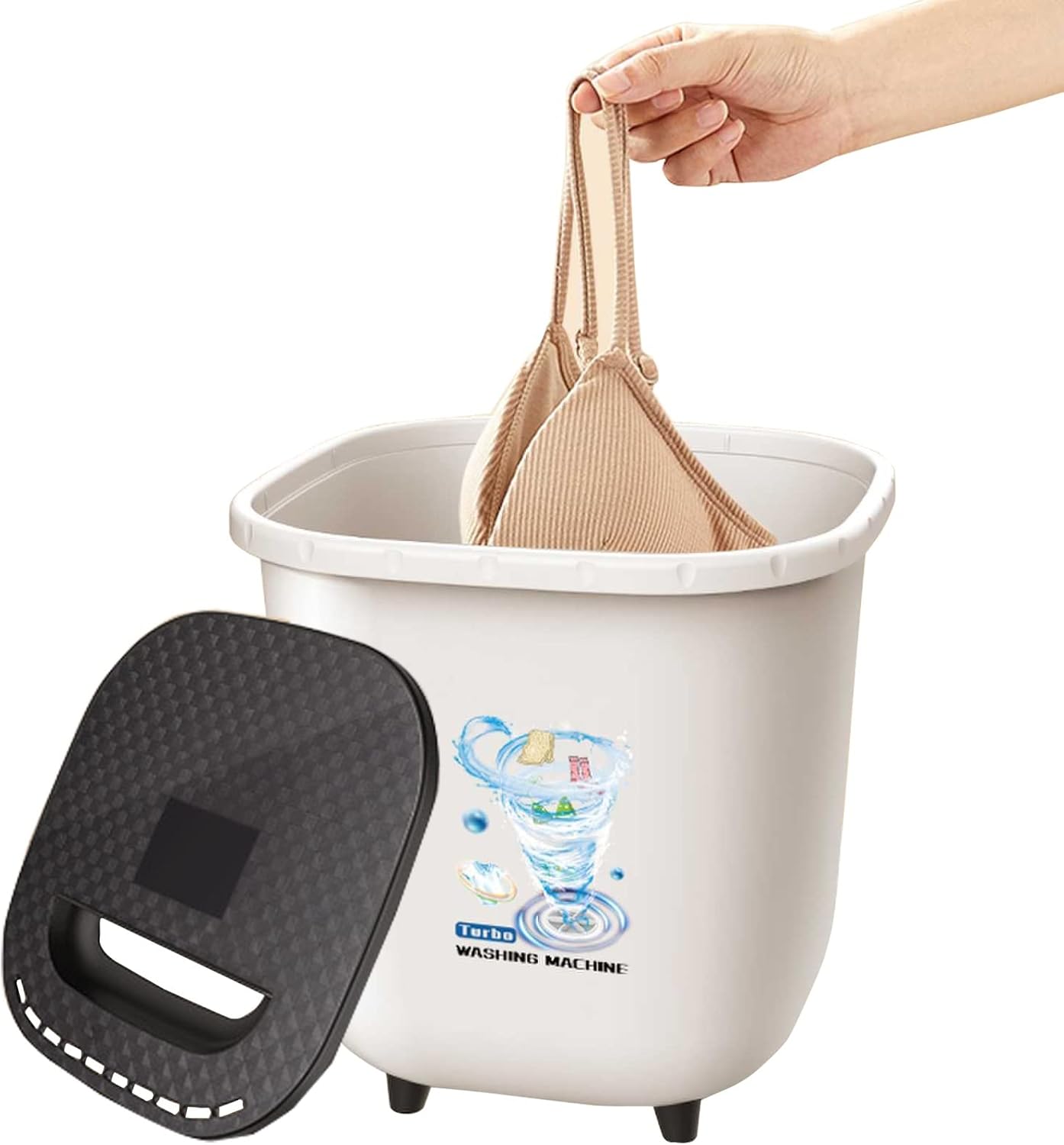 Portable Washing Machine, Small Bucket Laundry Machine, Underwear Washing Machine, for Camping, Rv, Travel, Small Spaces, Lightweight and Easy to Carry (Color : White)