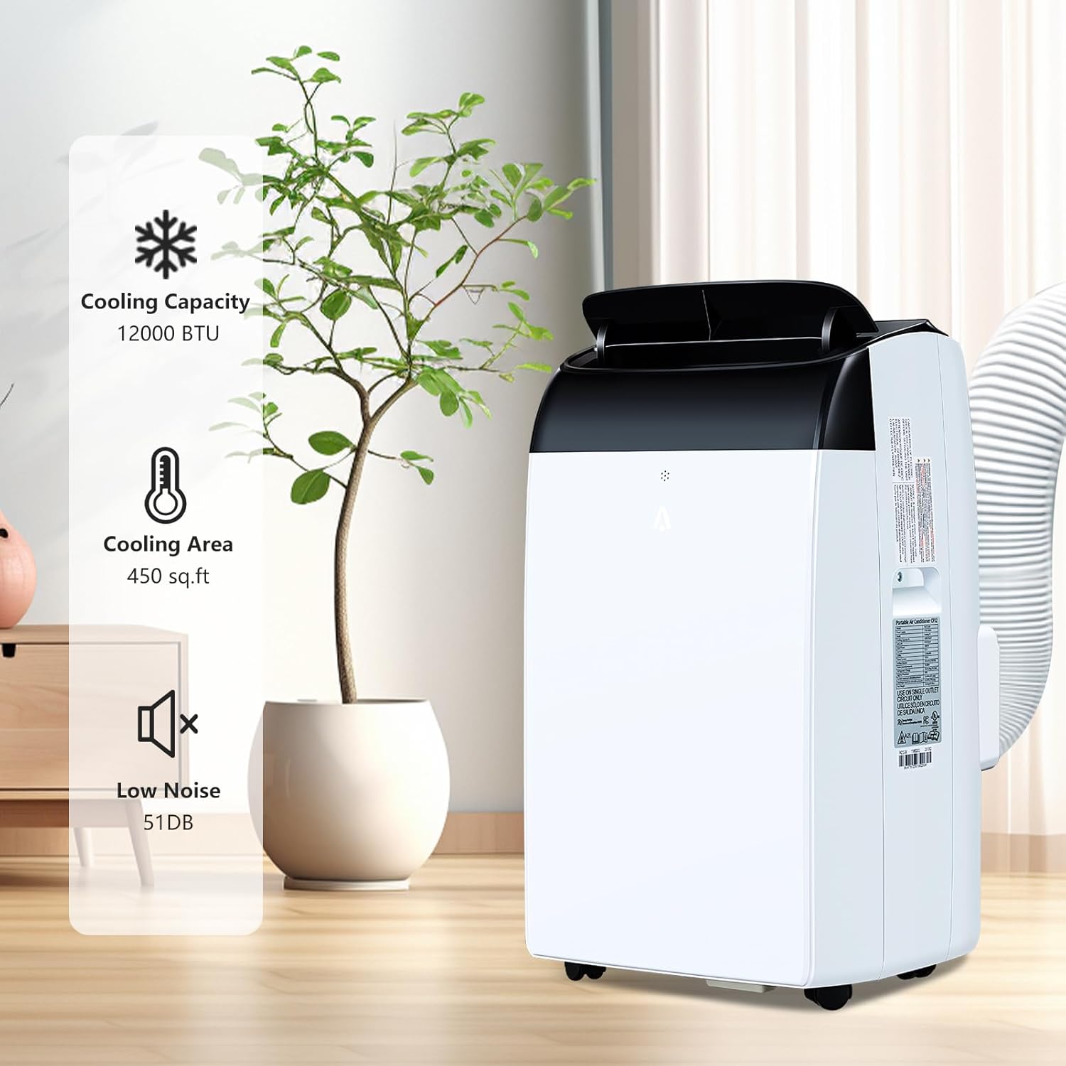 Portable Air Conditioners, Cools Rooms Air Conditioners Up to 450 Sq. Ft, 12000 BTU AC Unit, 3-in-1 with Built in Dehumidifier, Fan, Quiet Operation, Sleep Mode, Remote Control Included