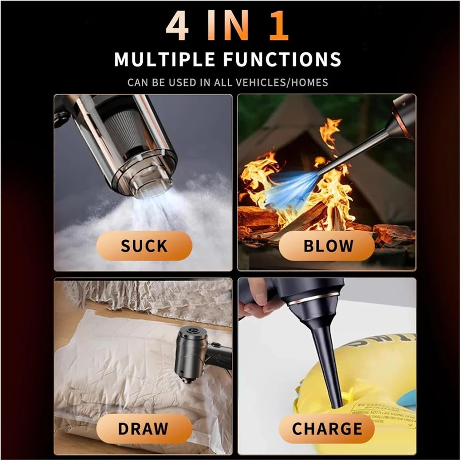 CENRR 895000PA Cordless Car Vacuum Cleaner - Powerful Wireless Handheld Portable Cleaning Machine for Cars(2hepa)