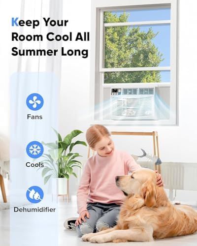 TrailBlaze 8000 BTU Window Air Conditioner with WiFi, Ultra Quiet 3-in-1 AC Unit with Remote, Energy Efficient Cooling for Rooms up to 350 Sq. Ft.