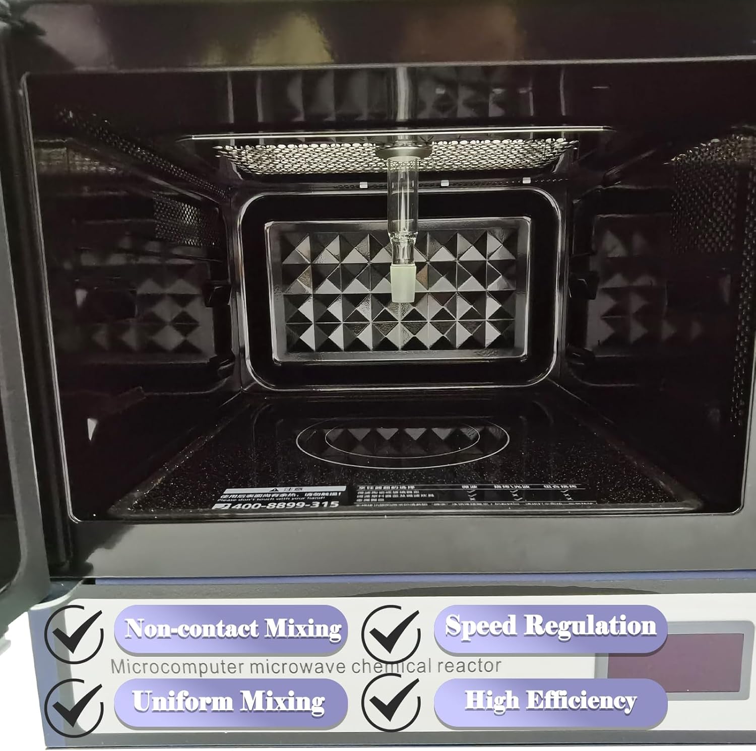 800W Continuous Microwave Radiation Reactor Lab Microwave Oven Stainless Steel Microwave Reactor 0-1800RPM Infinitely WBFY-205 220V/1PH