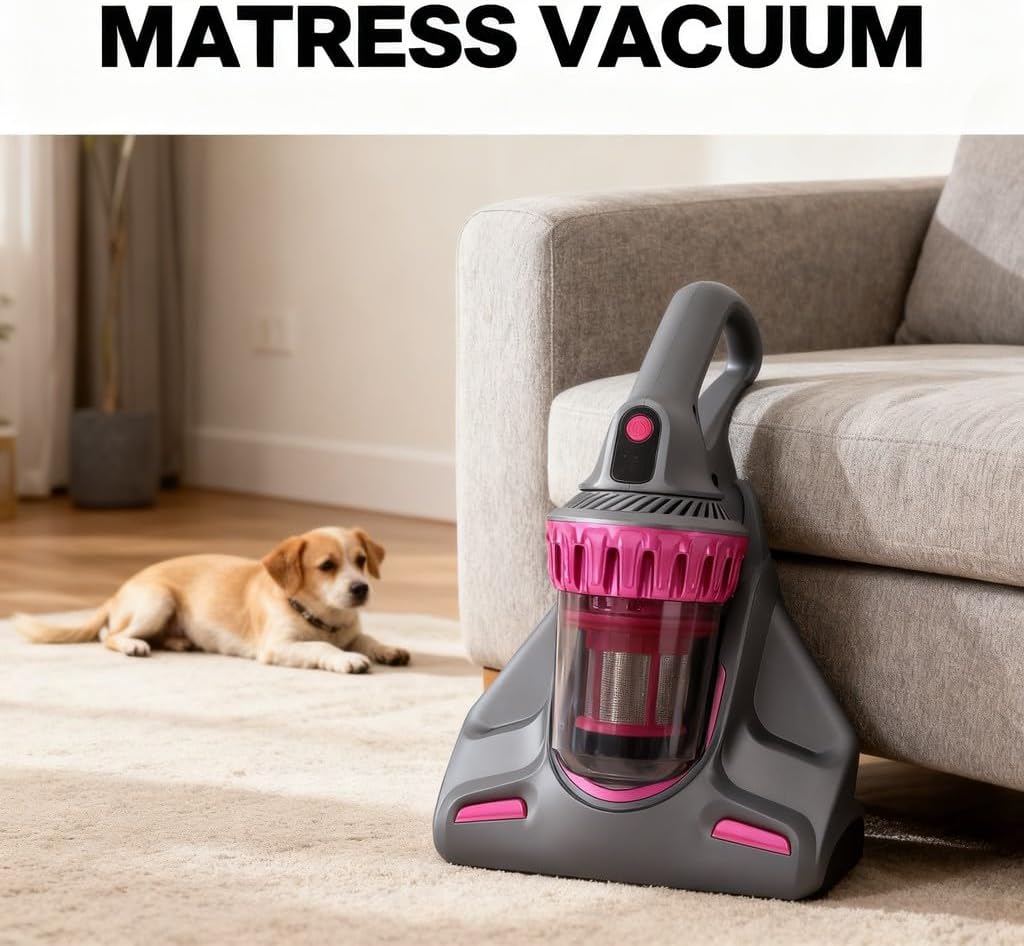 Mattress Vacuum Cleaner Cordless 3 in 1 Handheld 10Kpa Strong Suction Gray - Vibration, Dual Beat Technology, Upholstery and Sofa Cleaning