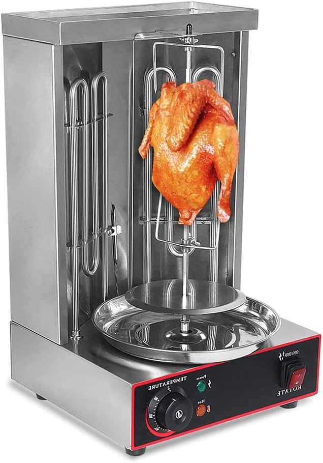 Auto Rotating Turkey Grill, Vertical Kebab Grill Infrared Grill 360° Auto Rotating Smokeless Adjustable Heat, Burner Kebab Shop