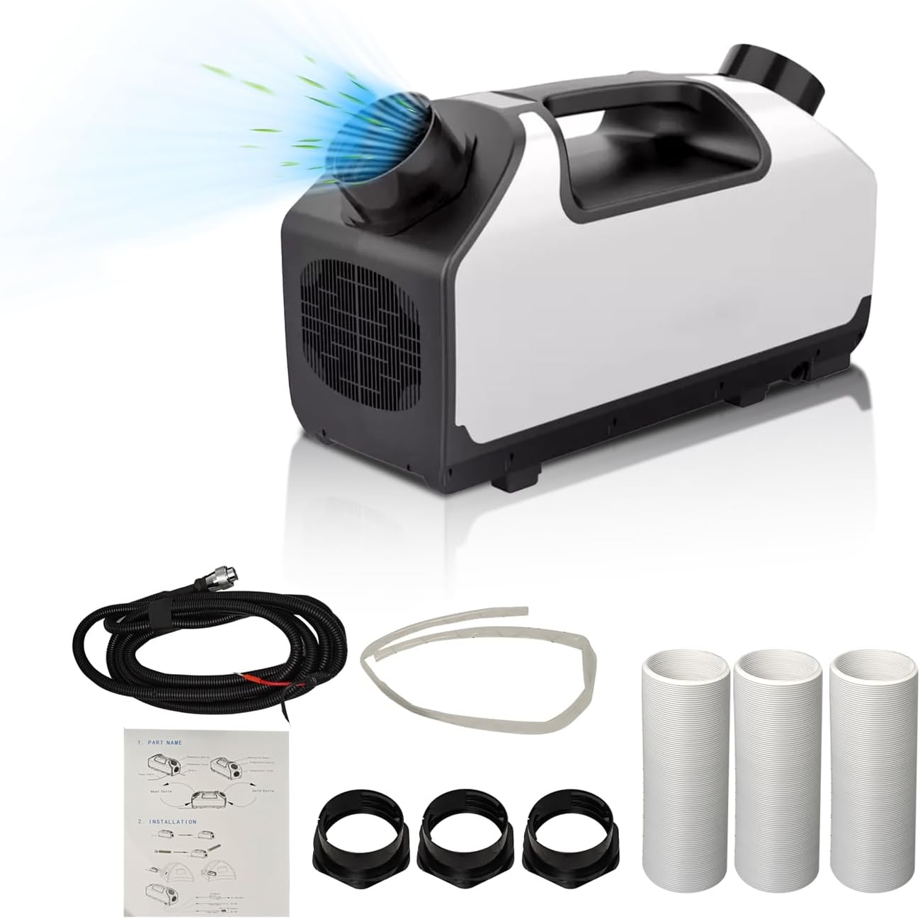 DC 24v Tent Air Conditioner 3000BTU Portable Air conditioner Cooling AC Unit for Outdoor Camping Tent Van RV Camper Motorhome Truck Trailer SUV Car New energy