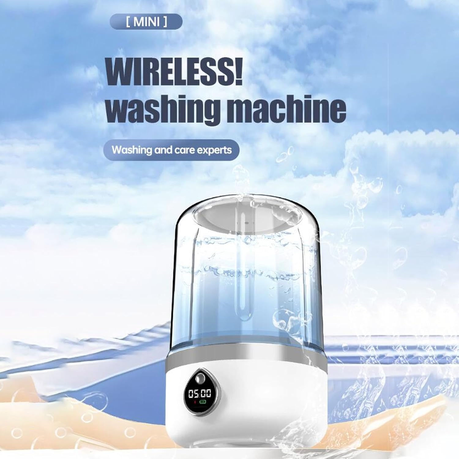 Asixxsix Underwear Washing Machine, 2 Gears Portable Washing Machine with High Speed Turbo Motor, 3600mAh USB Rechargeable Small Clear Laundry Washer for Apartment Dorm Hotel Travel