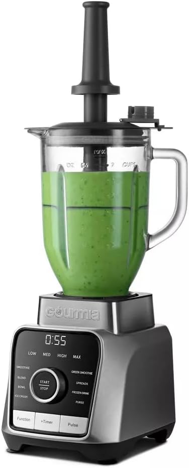 Gourmias Digital Kitchen Blender & Food Processor with 8 Blend Programs, 4 Speeds & Pulse, 1500W Motor, Built-In Timer & Safety Lock, Round Tamper, Dishwasher-Safe Jar, Compact Home Appliance