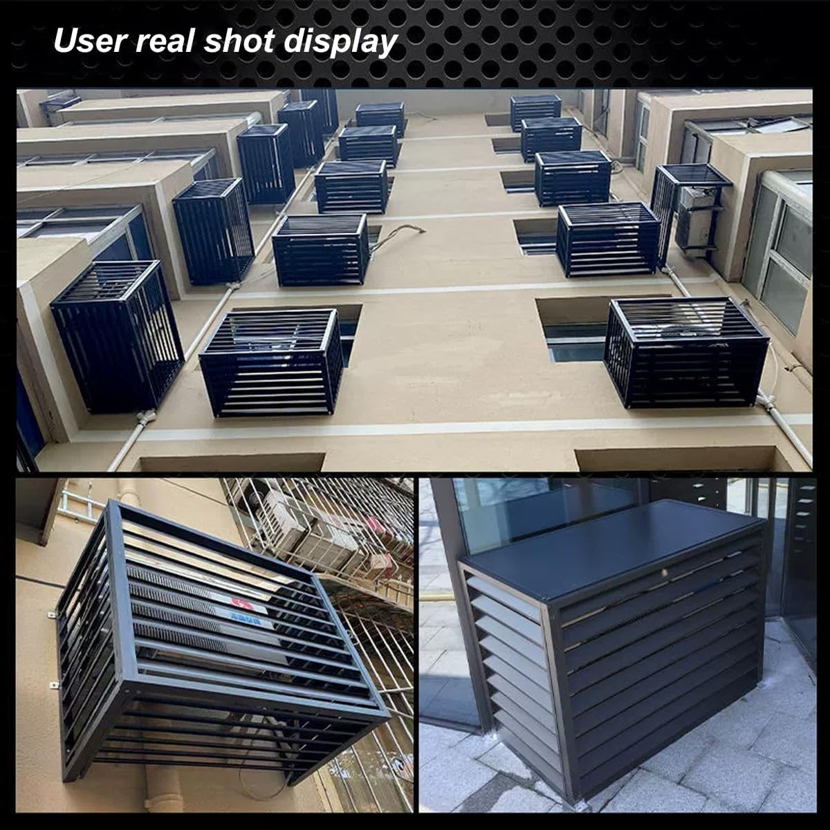 Air Conditioner Cover Breathable Waterproof Shutters Outdoor Air Conditioner Covers For Outside Units Louvered Frame Protective Cover Privacy Fence Screen(Coffee,100*70*50cm)