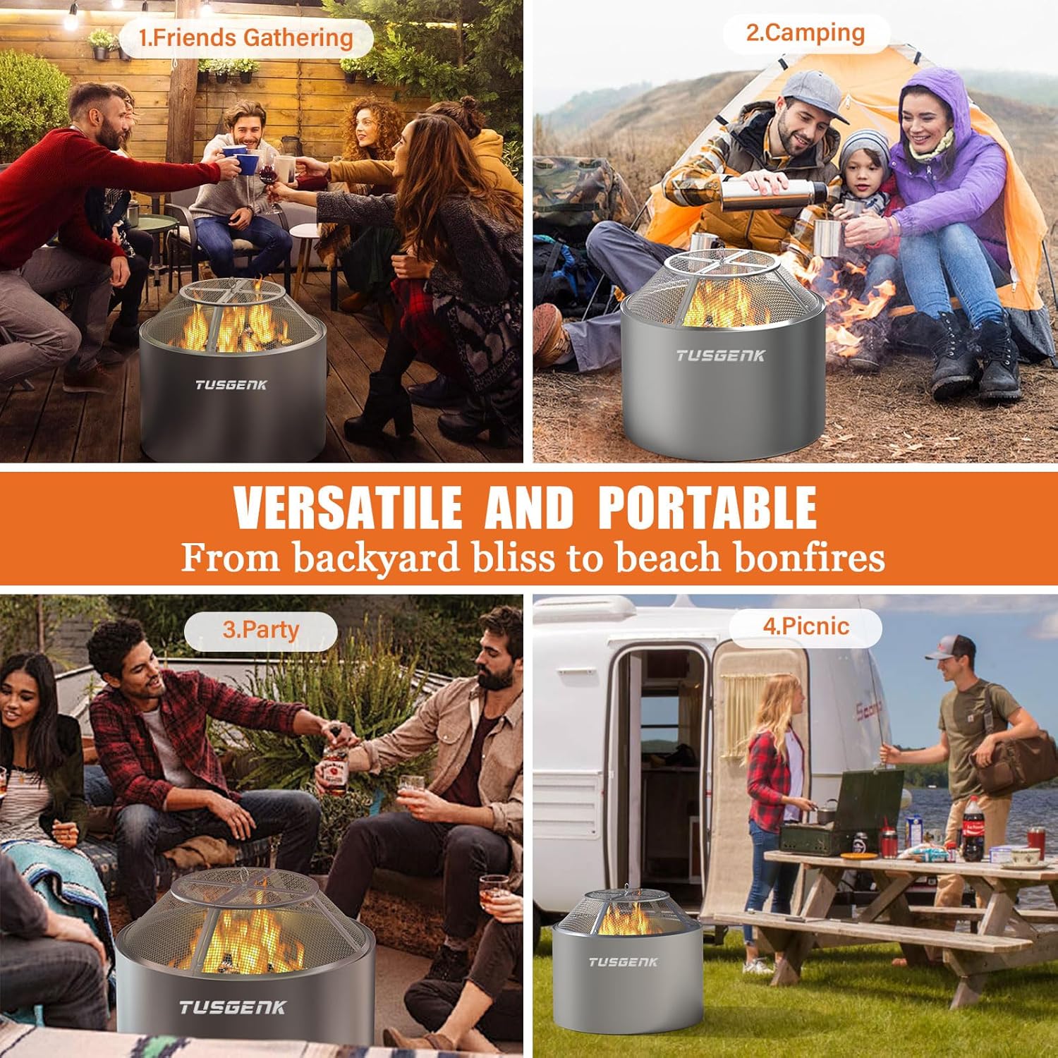 Fire Pit Spark Screen for Solo Stove Bonfire Yukon Accessories, 27 Inch Yukon Shield for Solo Stove Accessories, 304 Stainless Steel Detachable Mesh Fire Pit Spark Protector with Grill Function