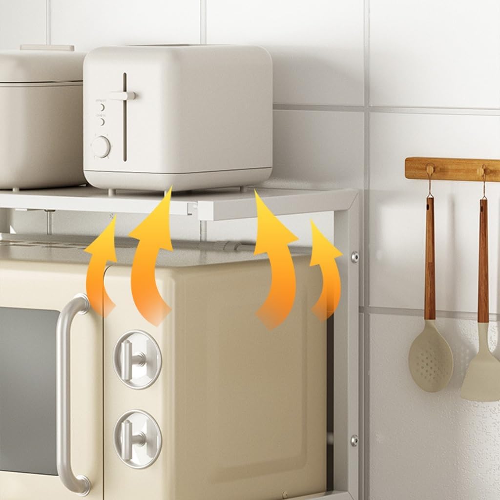 BRAGUE 2 Tier Microwave Oven Rack, Small Appliance Tiered Storage Rack, Kitchen Counter Storage Rack, For Kitchen Office Saucepan Organization, White