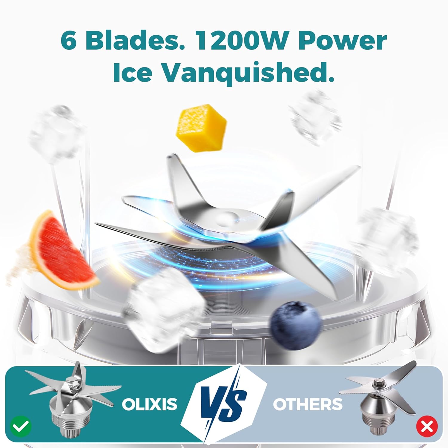 OLIXIS Smoothie Blender, Countertop Blenders for Kitchen with 23 34 60 oz BPA-Free Portable Cups, Professional Smoothie Maker with Four Programs for Shakes, Sauces, Juice and Ice Crushing, Silver