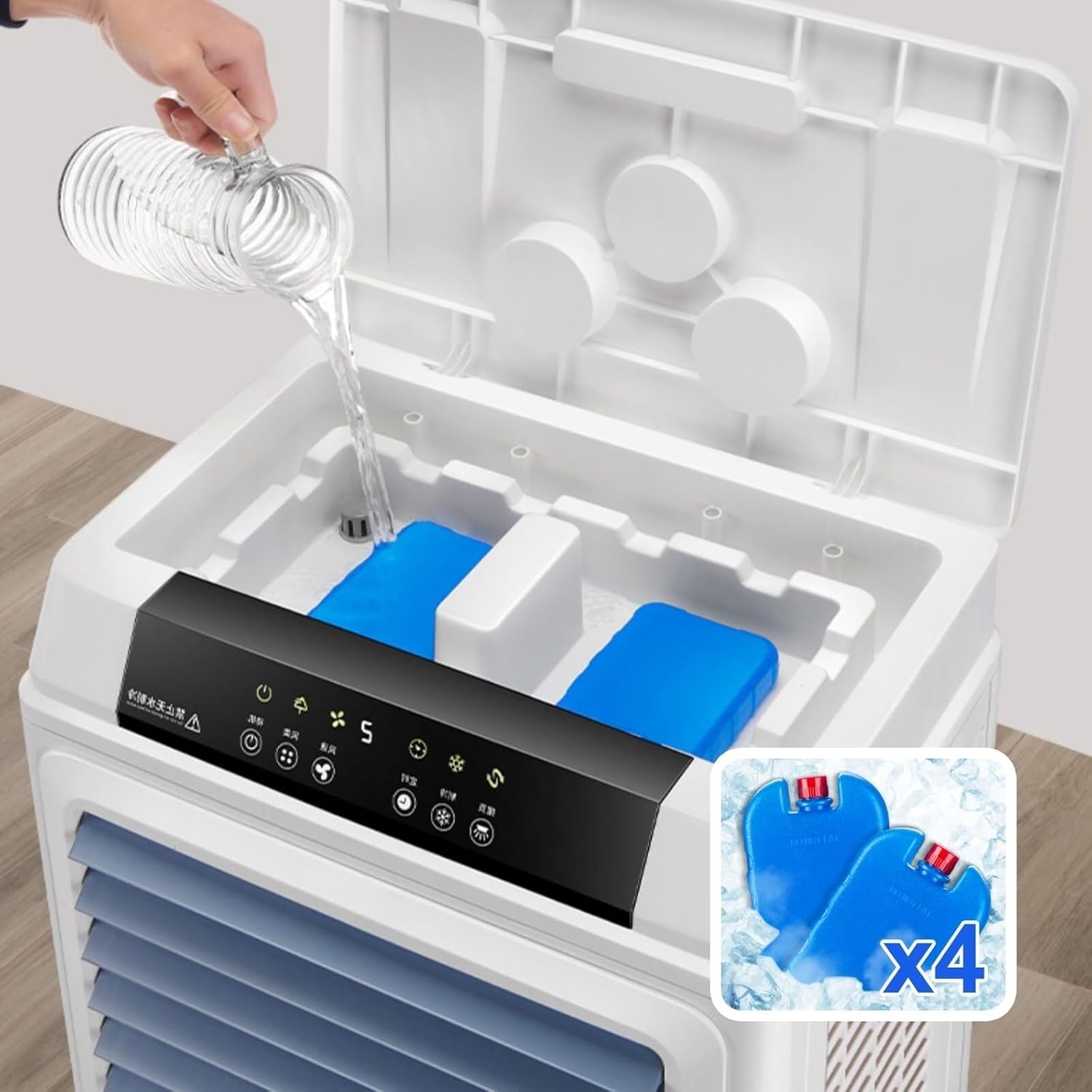 Portable Air Conditioner, 50L Swamp Cooler, 3-Speed Fan, Evaporative Air Cooler with Remote, 120° Oscillation, 4 Ice Crystals, Ideal for Home & Large Spaces