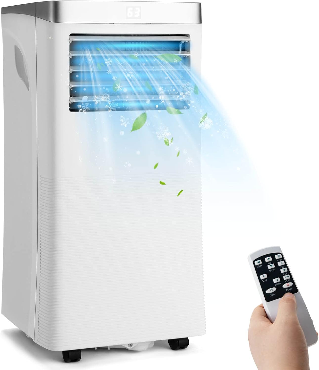 GOFLAME Portable Air Conditioner 10000BTU, 3-IN-1 Air Cooler & Dehumidifier with Remote Control, Sleep Mode, 2 Wind Speeds and 24H Timer Function, Air Cooling Fan with Window Kit for Office, White