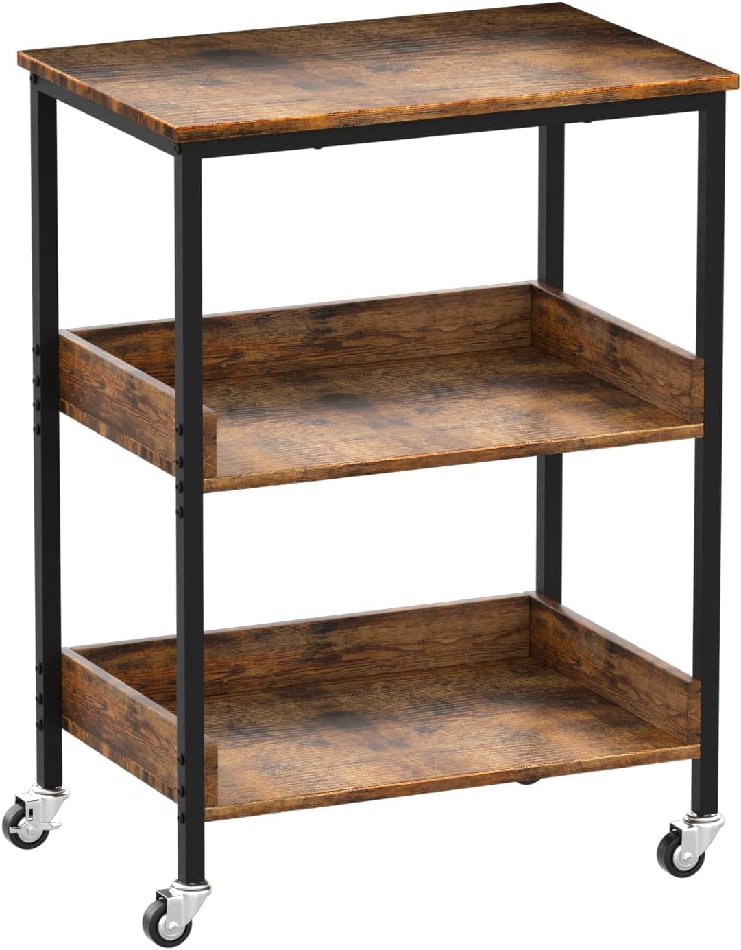 ASTARTH Kitchen Microwave Cart, 3 Tier Rolling Utility Cart on Wheels Coffee Cart, Storage Islands for Living and Kitchen Room