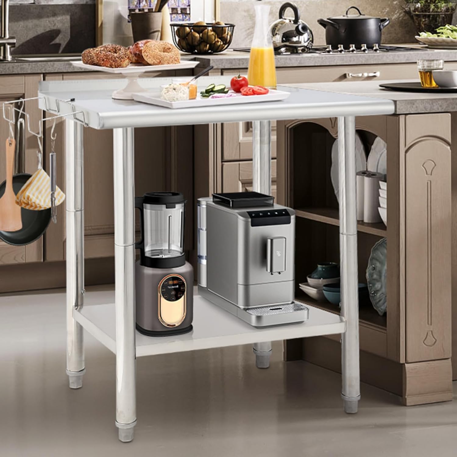Stainless Steel Prep Table,30x24 2 Shelves Metal Prep Worktable