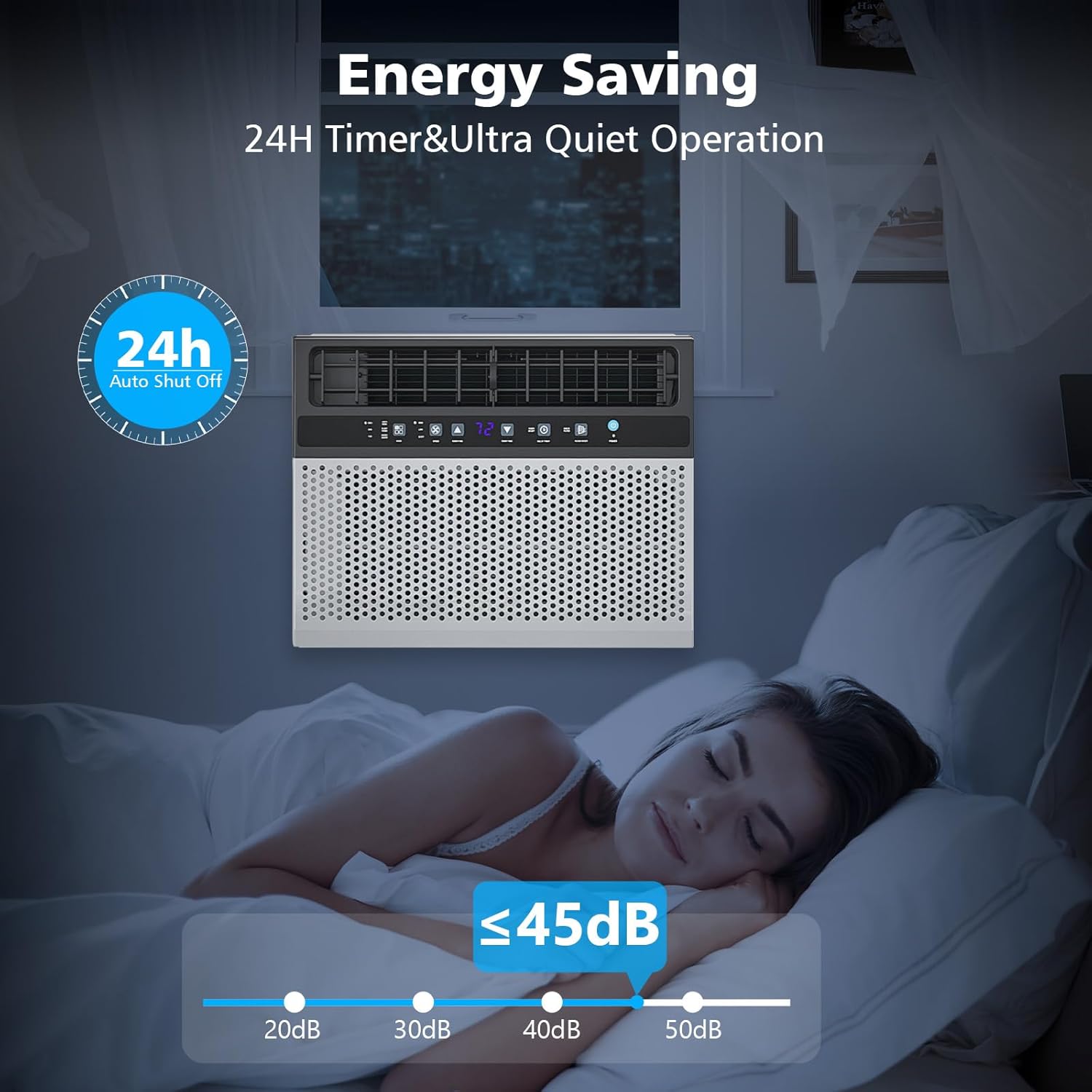 Joy Pebble Window Air Conditioner 10000 BTU, 3 in 1 Ac Window Unit for Room Cools up to 450 Sq.Ft,Dehumidifier&Fan with Energy Saving mode,3 Fan Speeds& Quiet Operation