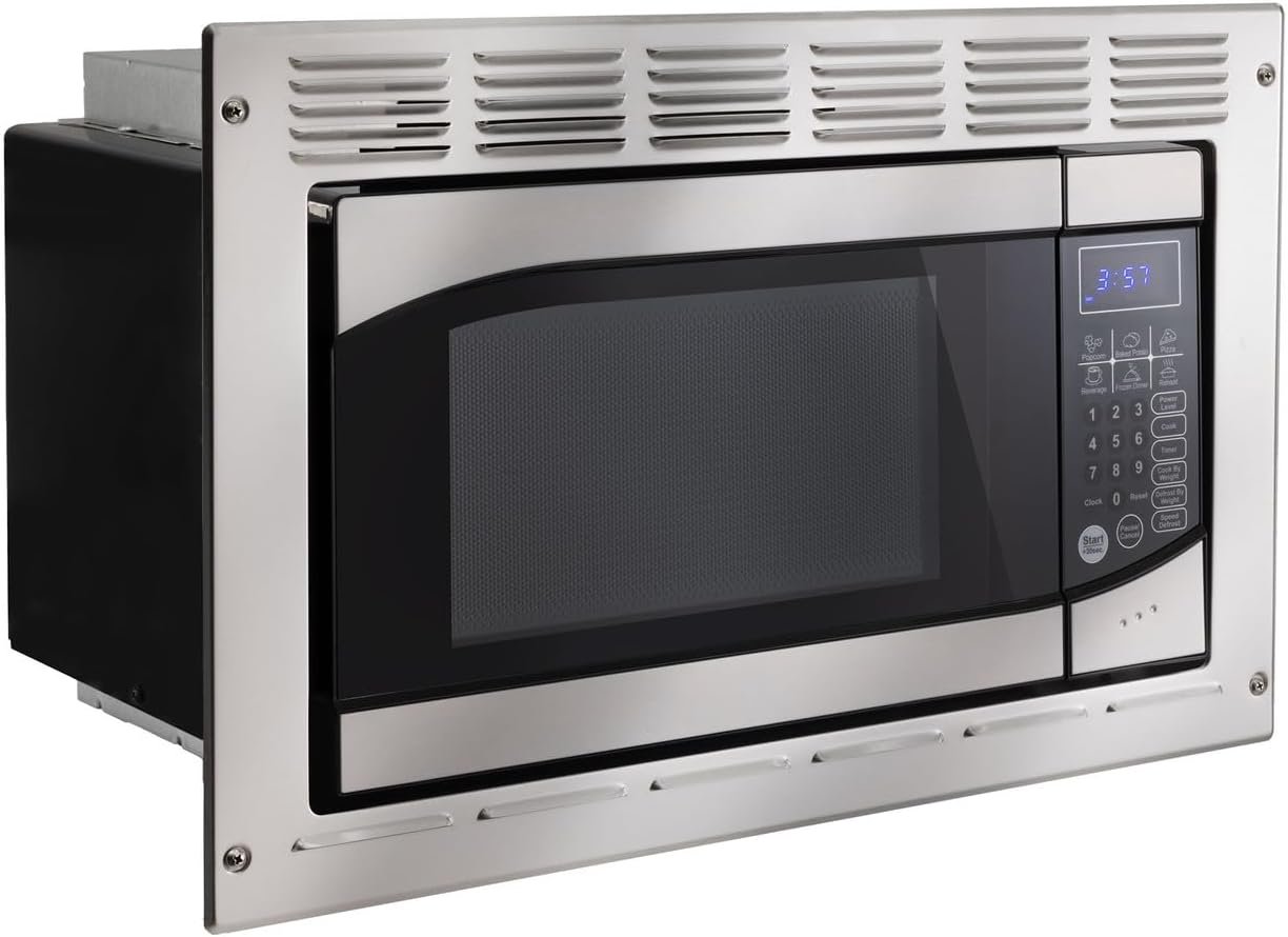 Tough Grade RV Microwave | 0.9 Cu. Ft. Built-In Stainless Steel Microwave | 8 Express Cook Presets, 10 Power Levels, Instant Start | Greystone Replacement | Travel-Safe, 120V RV Installation Only