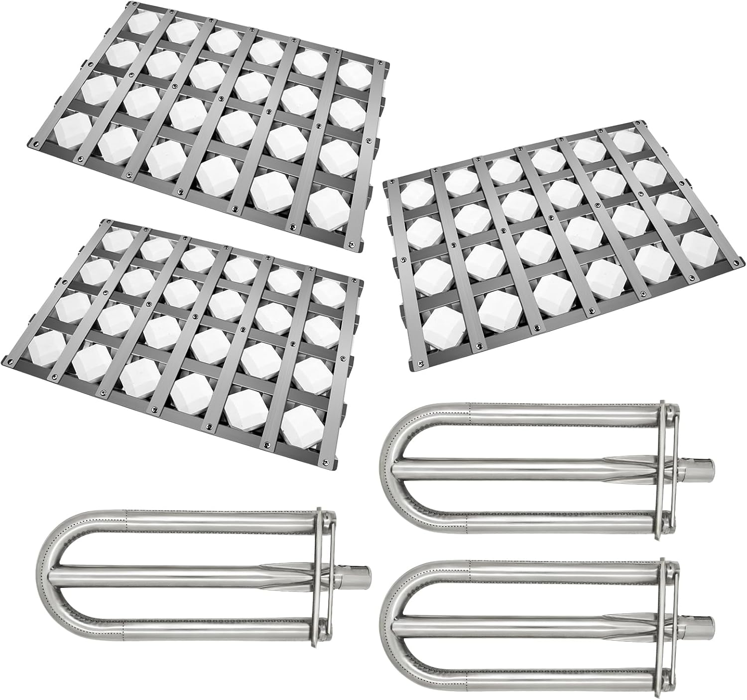 Grill Burners Grill Briquette Tray for Alfresco ALX2-30CD, ALX2-42C, ALX2-42RFG, ALX2-56, ALX2-56BFG, 18” BBQ Pipe Tubes Ceramic Briquettes Grill Replacement Parts Stainless Steel