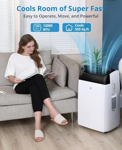 Portable Air Conditioner 12000Bt, 3-In-1 Room Air Conditioner With Remote Control, Cool & Fan& Dehumidifier, Cool Up to 550 Sq.Ft, Sleep Mode&24Hrs Timer, Standing AC Unit