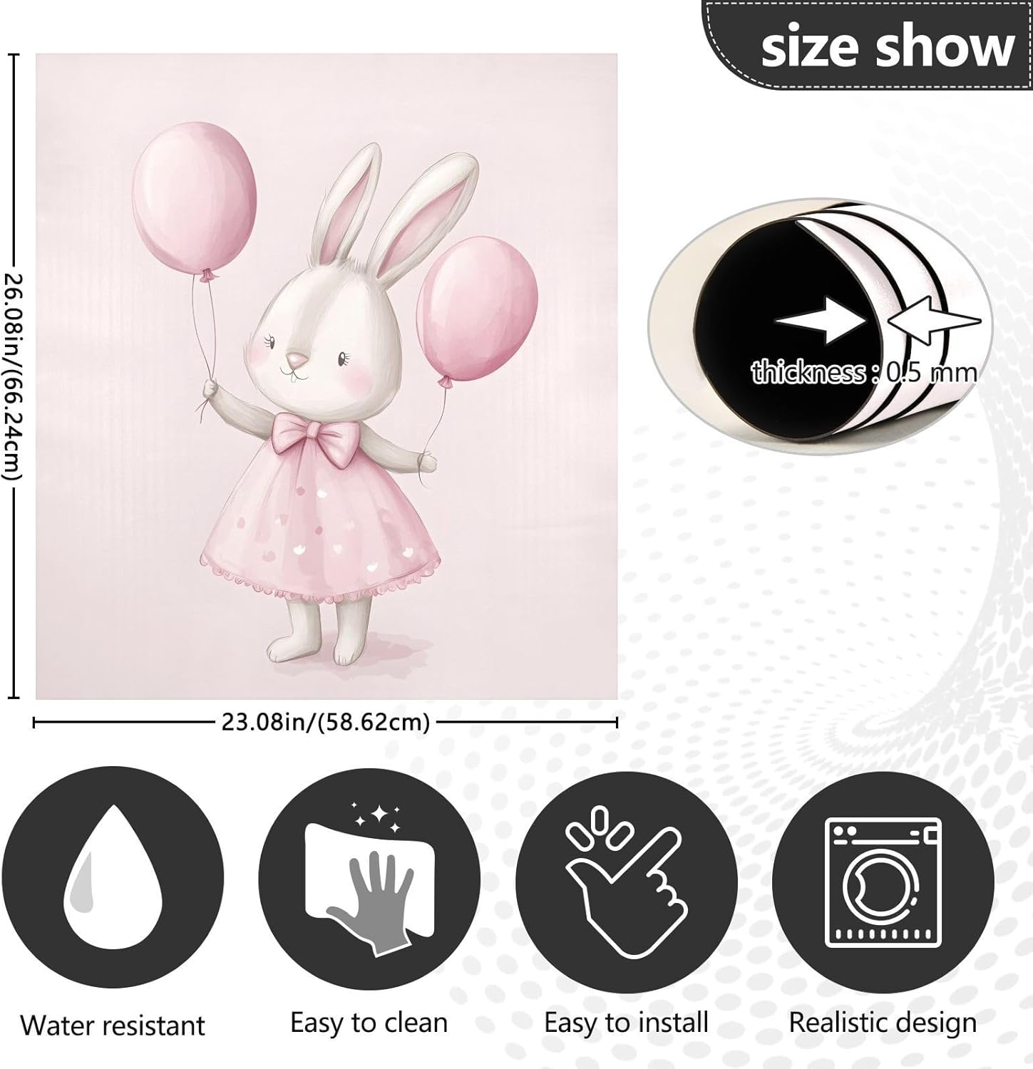 Dishwasher Magnet Cover Large Magnetic Stickers Balloon Little White Rabbit Front Dishwasher Cover Reusable Decal for Home Kitchen Anti-Scratch Refrigerator Decorative Lid Washing Machine Laundry 23