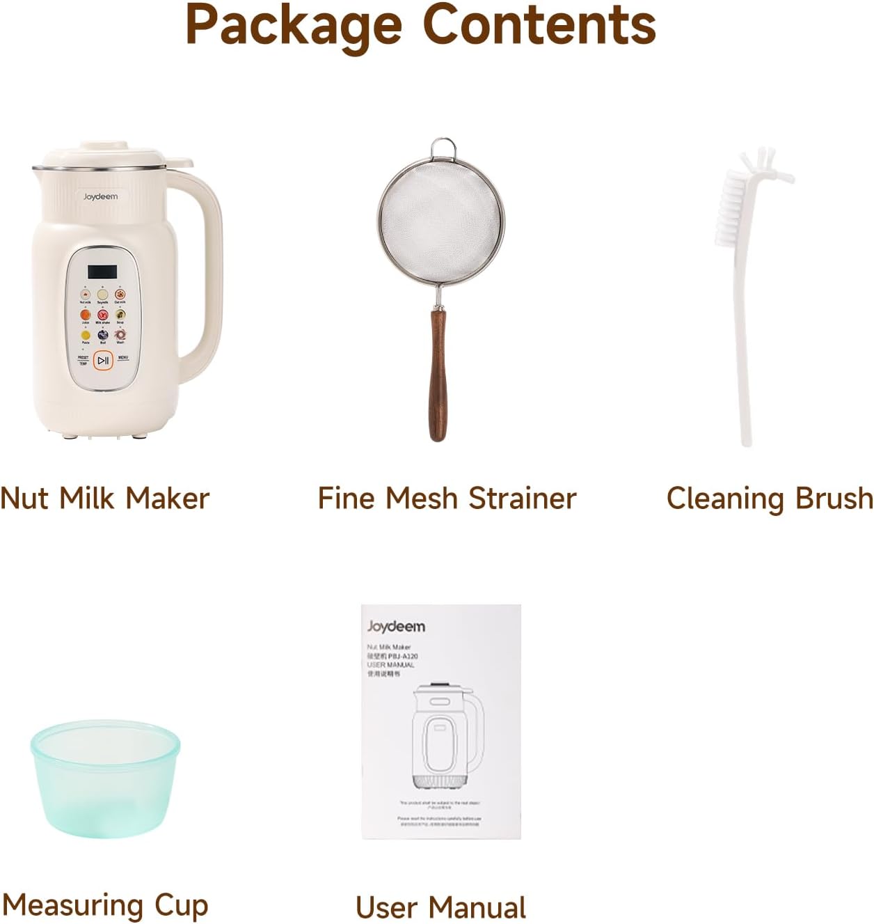 Joydeem Nut Milk Maker Machine,Adjustable Temperature Control, 46oz Almond, Soy, Oat, Coconut Plant-Based Non-Dairy Beverage Blender with 10 Blades, Auto Clean, Boil Water, Timer, Keep Warm, White