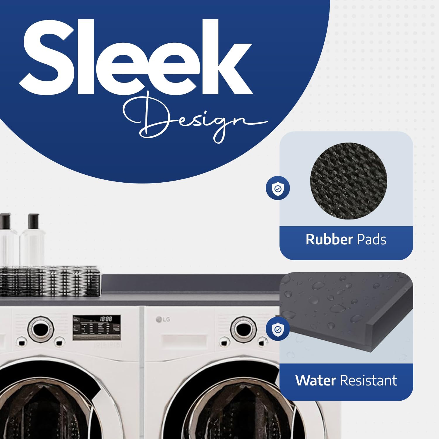 OfficeSimpli Washer Dryer Countertop, Made in USA, Non-Slip Pads, Easy Clean, Laundry Room Essentials and Decor, Washer Dryer Wood Top for Organization (Slate Grey, Standard (27.5