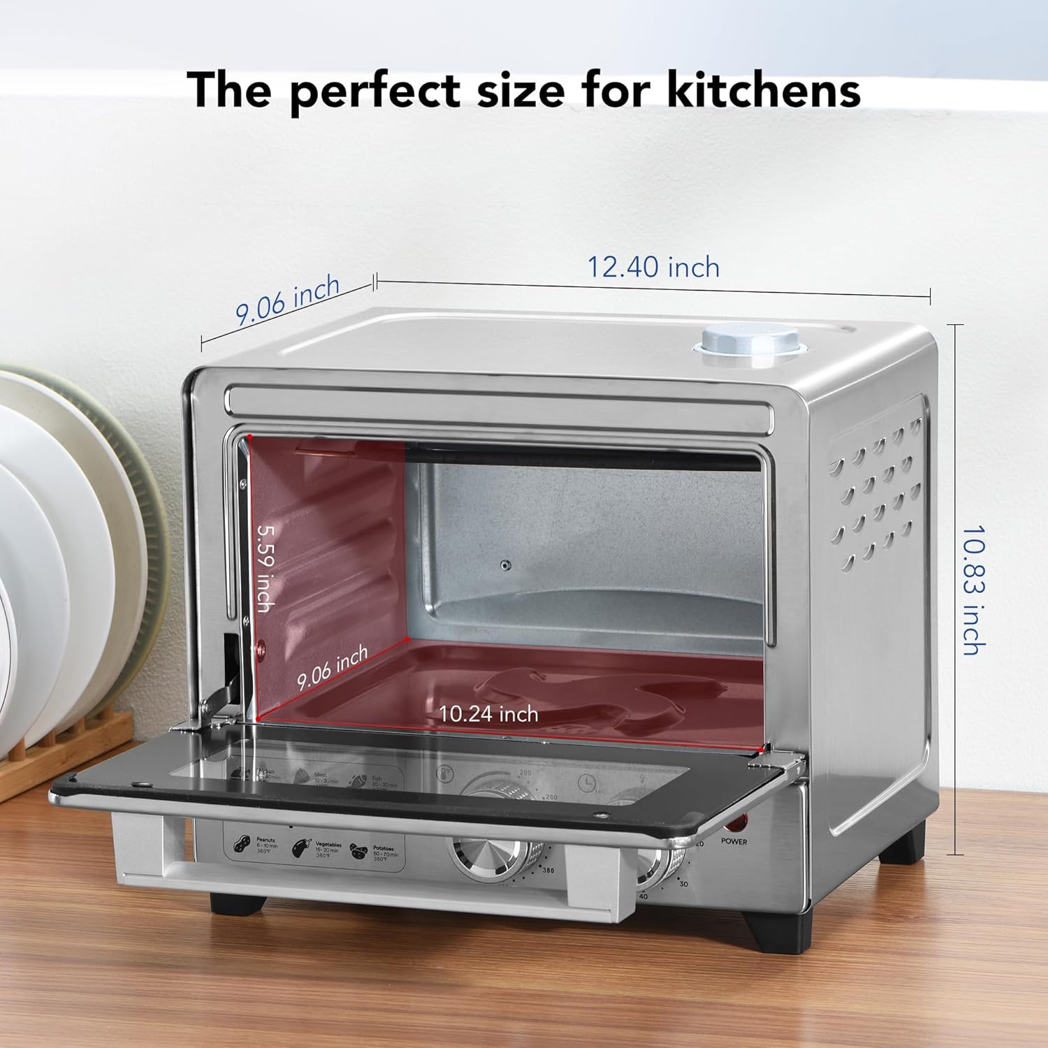 13QT Compact 6-in-1 Steam Oven, Stainless Steel Countertop Convection Oven, Fast Preheat, Air Fry, Bake, Roast, Broil, Reheat & Steam, Perfect for Small Contertop