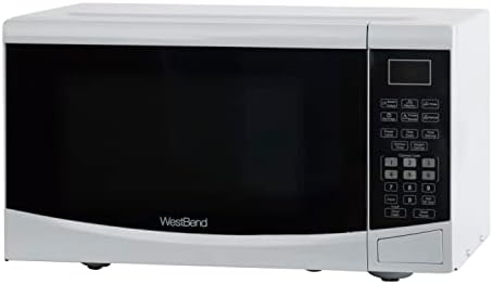 West Bend Microwave Oven 900-Watts Compact with 6 Pre-Set Cooking Settings, Speed Defrost, Electronic Control Panel and Glass Turntable, 0.9 Cu.Ft., White