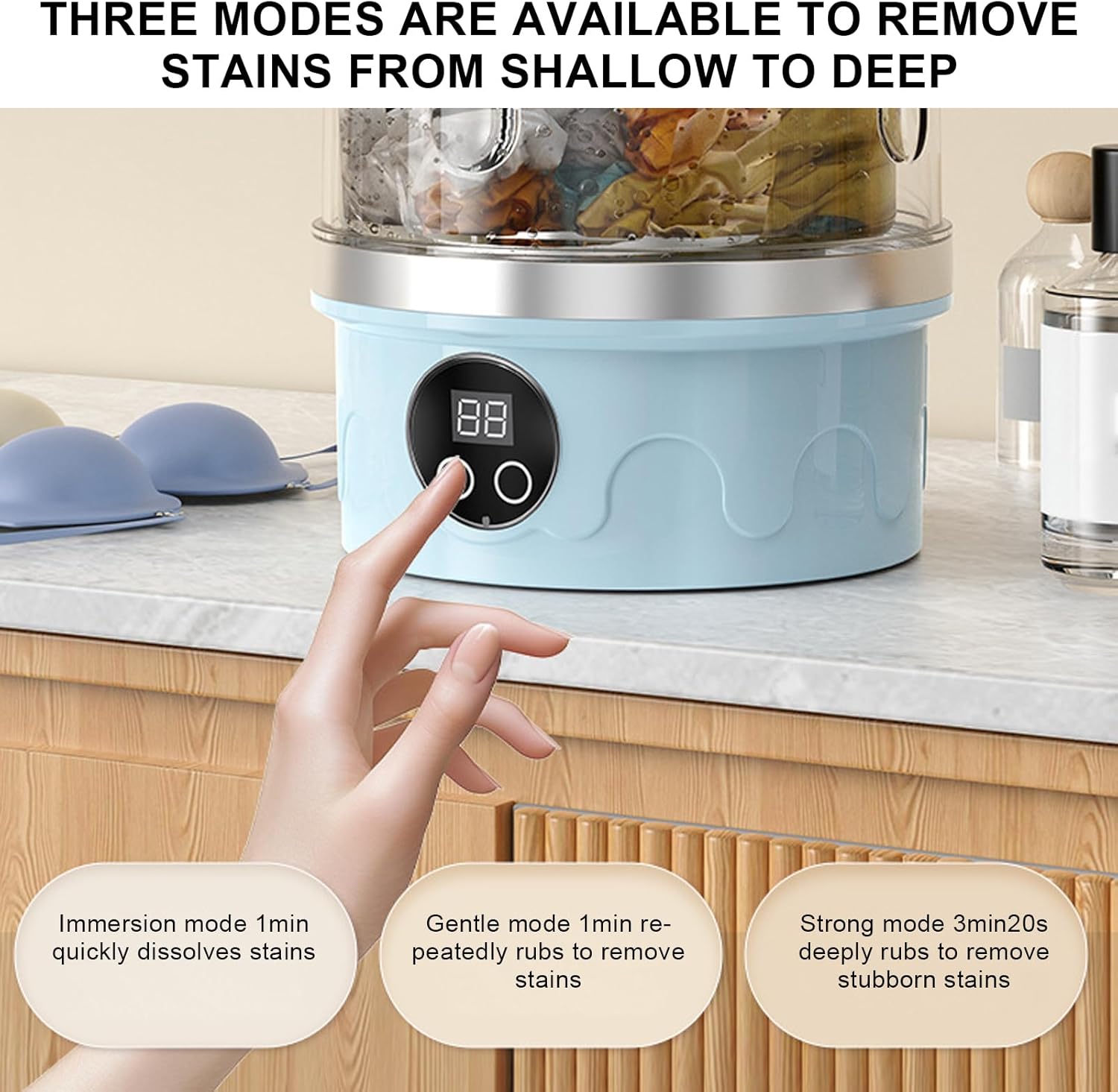 Underwear Washer - Rechargeable 3 Mode Portable Laundry Machine for Apartments, Compact Size with Easy, Washing Gadget for Camping, Travel, Rv, Dormitory and Daily Clothes, 5.59x8.35 Inches