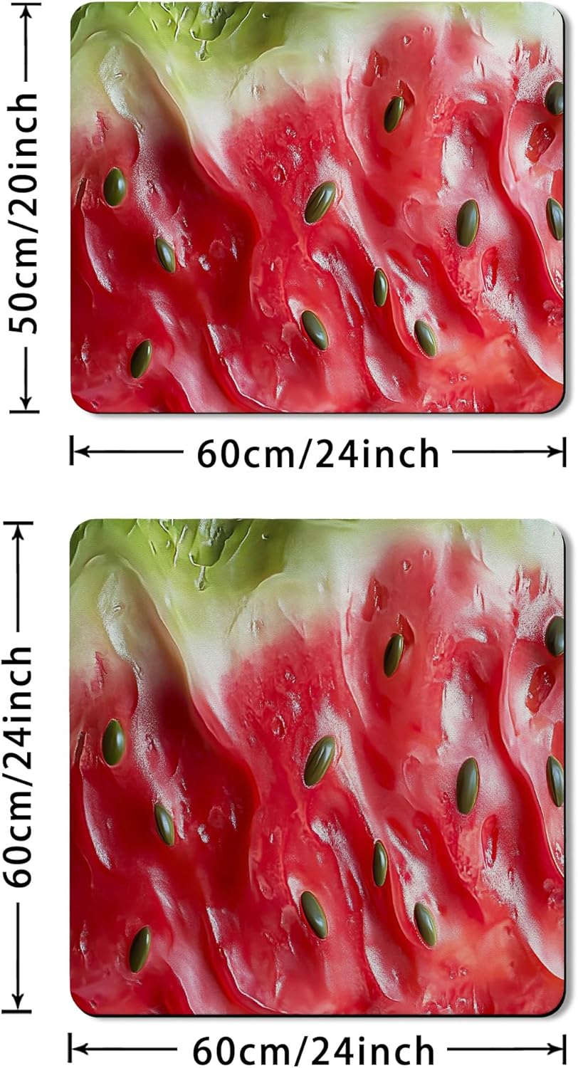 Watermelon Washer Dryer Top Protector Mat, Summer Refreshing Fruit Laundry Machine Dust Cover, Colorful Rubber Anti-slip Waterproof Washer And Dryer Mats for Laundry Room 24x24 Inch