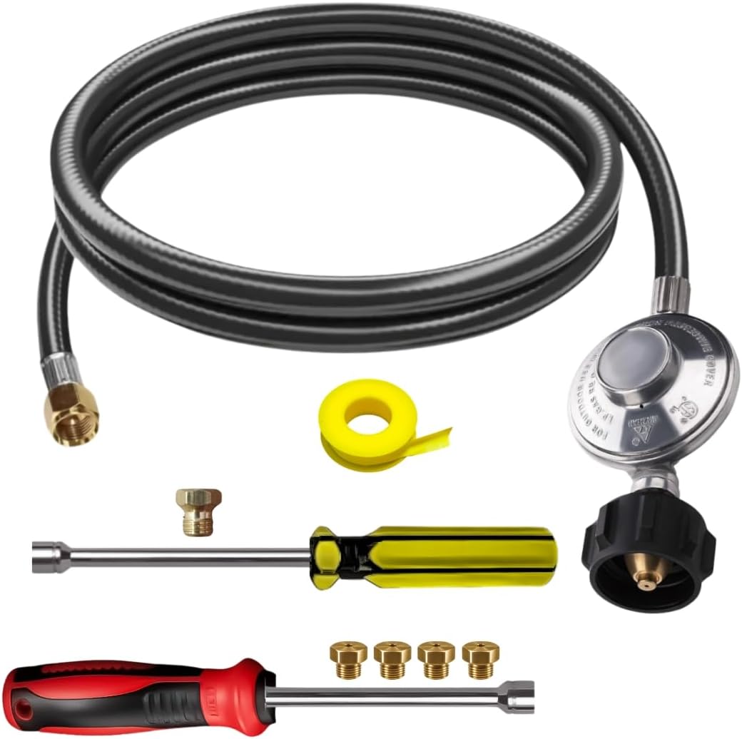 Custom Propane Conversion Kit Fit for Weber Summit 420 - Convert Natural Gas to Propane Gas - Hand-Drilled Brass LP Orifices and 5' Hose - Detailed Instructions - Gas to Propane Conversion Kit