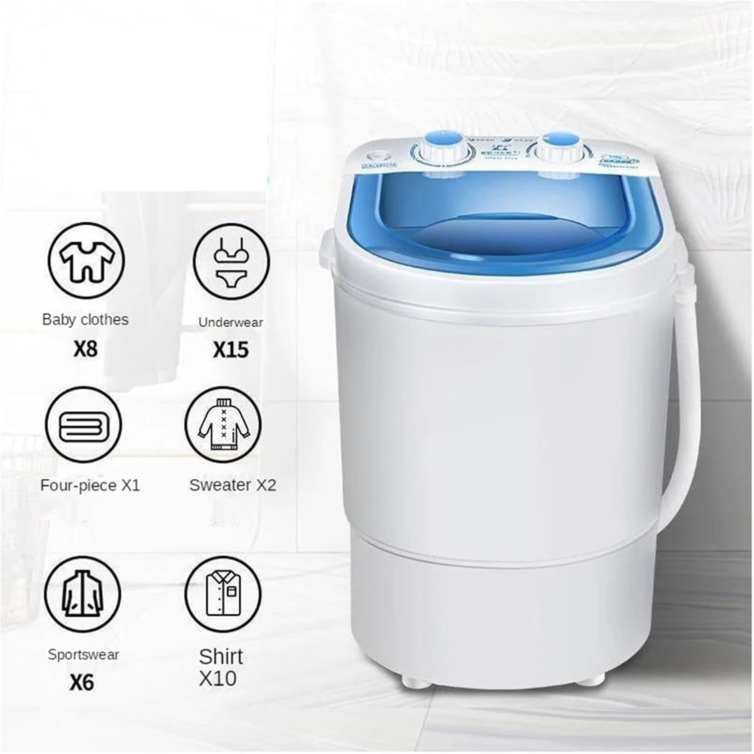 Compact Laundry. 260W Large Washing Machine Portable With Dryer Bucket For Clothes Shoe Mini Machines Automatic Sock Underwear Washer .Portable(Washing machine)