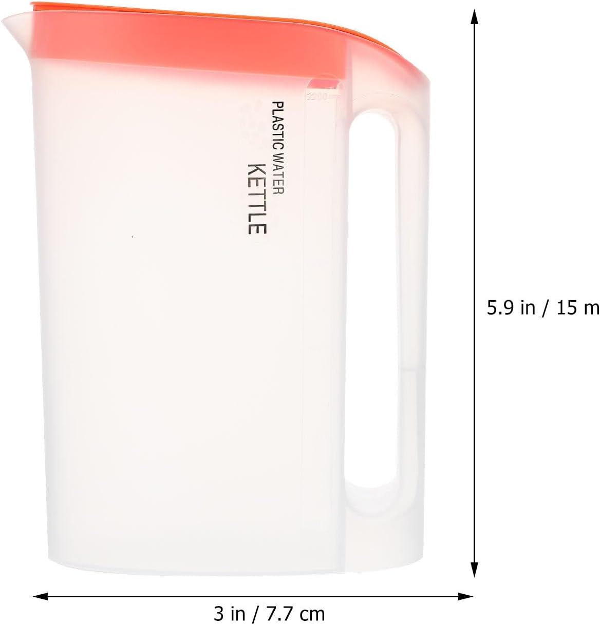 COHEALI Large Capacity Plastic Water Pitcher for Household Use Transparent Beverage Container with Orange Lid Safe Material Suitable for Water Tea Juice Cold Drinks Office and Home