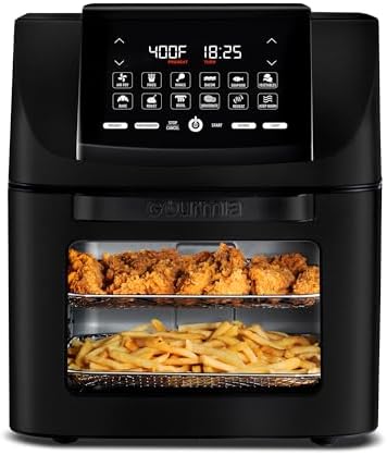 Gourmia Air Fryer - 14 Qt All-in-One Oven with Rotisserie, Digital Display with 12 Presets, Roast, Bake, Broil, Dehydrate, Dishwasher Safe Accessories, Black