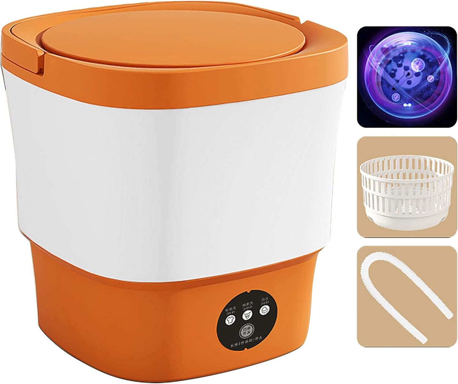 THAMBA Apartment Washer Small Portable Washing Machine Mini Washer 9L High Capacity with 2 Modes Deep Cleaning Washer for Underwear,Baby Clothes or Small Items (Color : Orange)