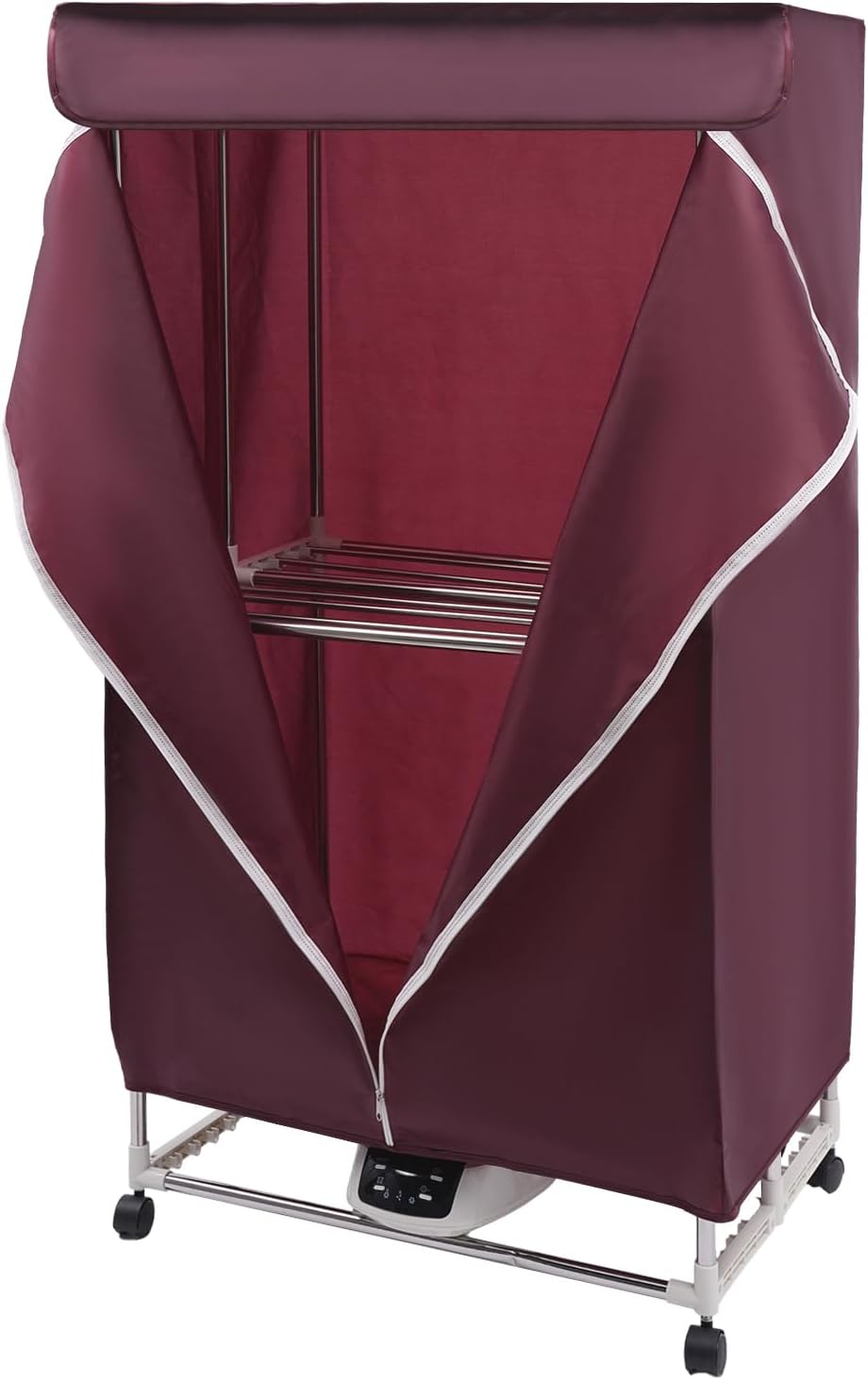 Portable Clothes Dryer, 1200-1500W Electric Dryer with 3 Gears 2-Tier Foldable Portable Travel Mini Dryer Machine with Stainless Steel Rack and 66lbs Capacity for Apartments RVs Homes (Red)