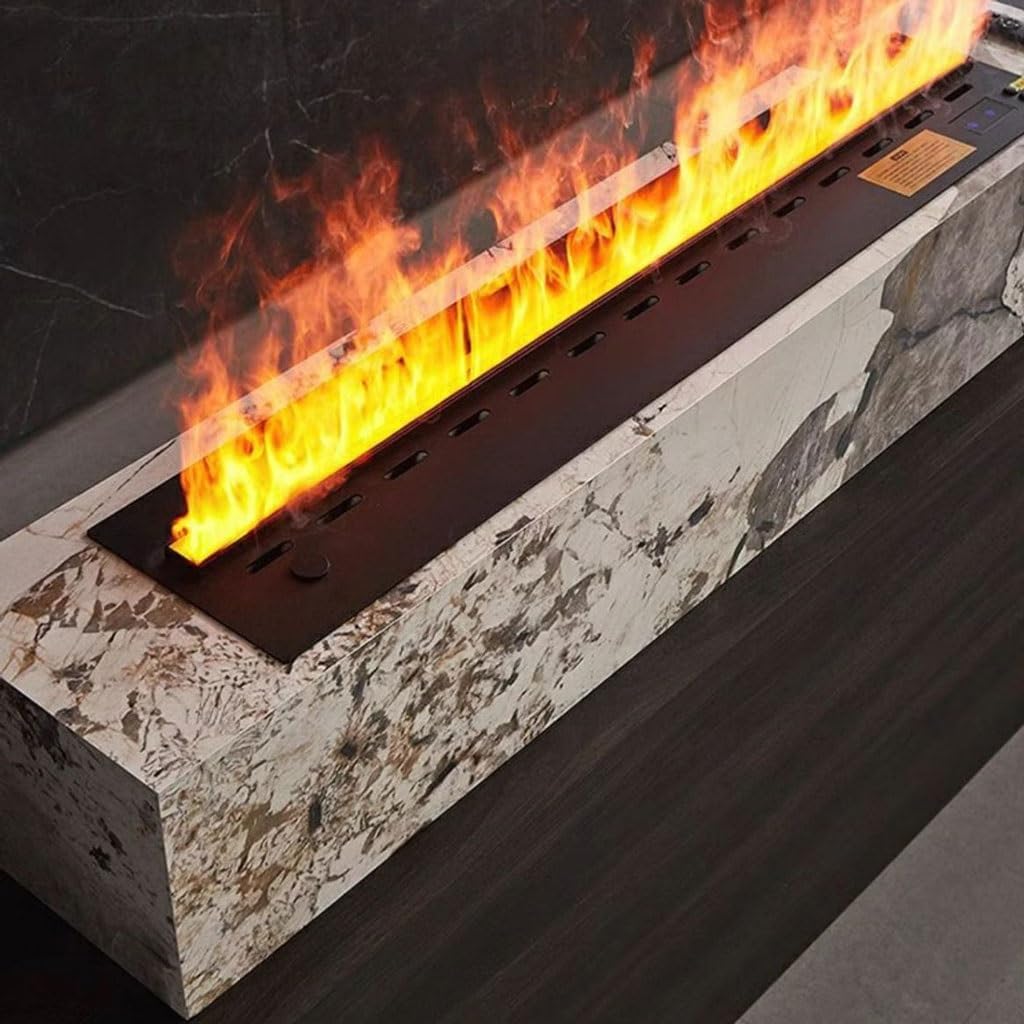 3D Water Vapor Fireplace with Humidifier Flame European Style Simple Intelligent Atomization Fireplace Home TV Cabinet Fireplace Simulation Flame Embedded Fireplace(C)