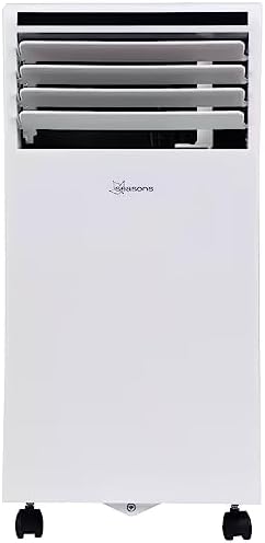 Seasons SM12R1 Portable 10000 BTU Air Conditioner, White; Bucket-less Evaporation System; Auto-restart; Electronic Control Panel with Digital Display; Cool Rooms Measuring 450 to 550 sq.ft; 2 Speeds