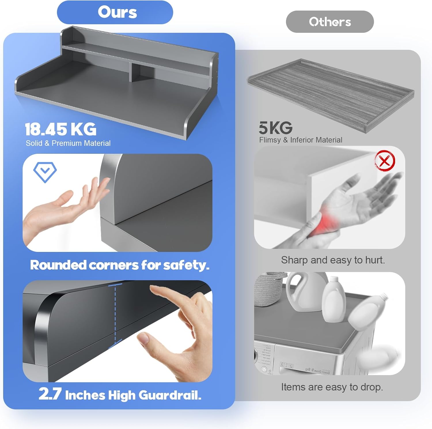 2-Tier Washer and Dryer Countertop with 2.75